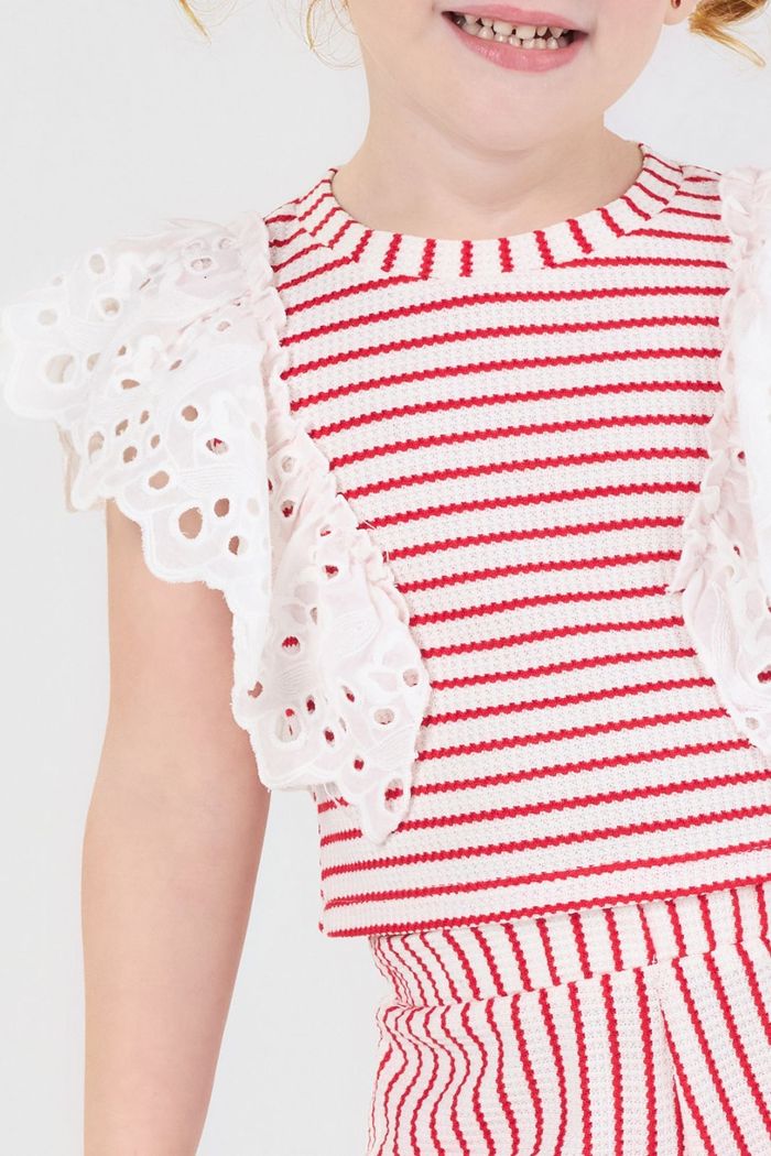 Conjunto de blusa e short malha tricot doce afeto