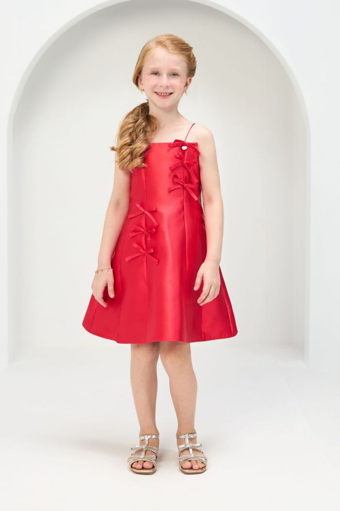 Vestido de zibeline com laços