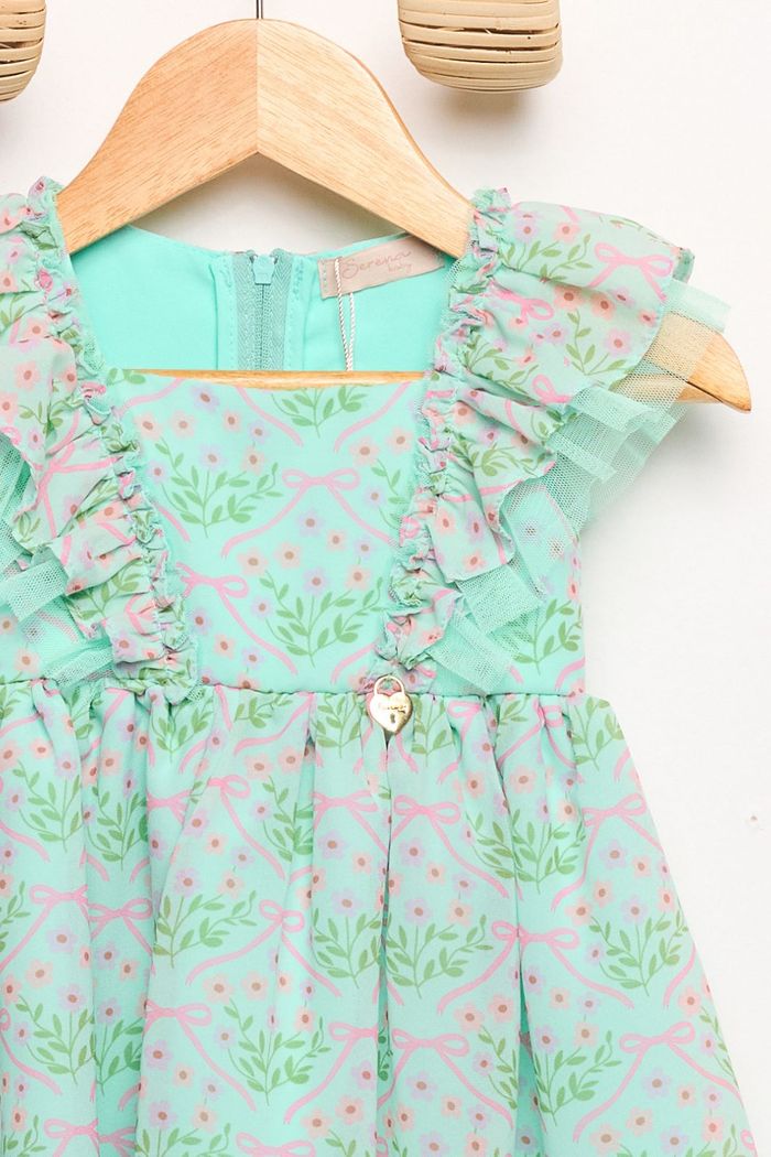 Vestido estampa de laços com babado