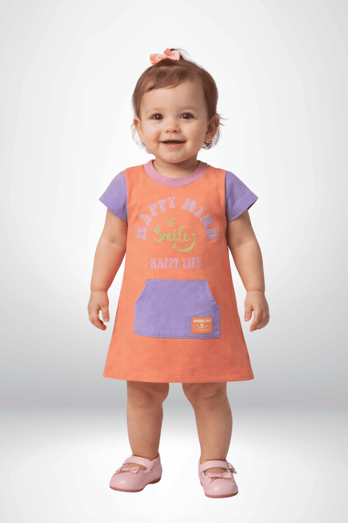 Vestido de moletinho com estampa em silk