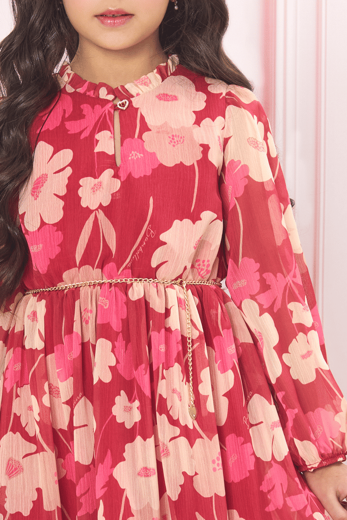 Vestido manga longa com estampa