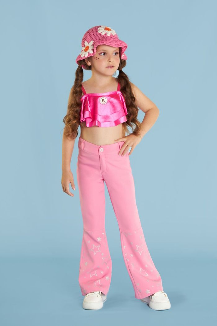 Calça flare silk de estrelas