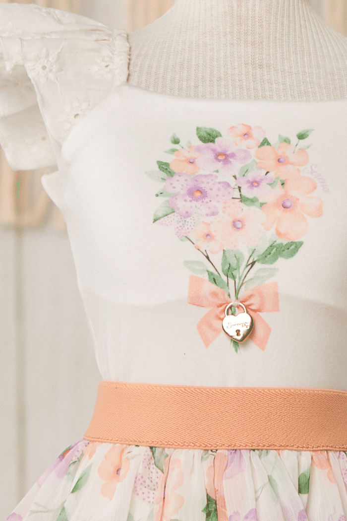 Conjunto body e saia estampada