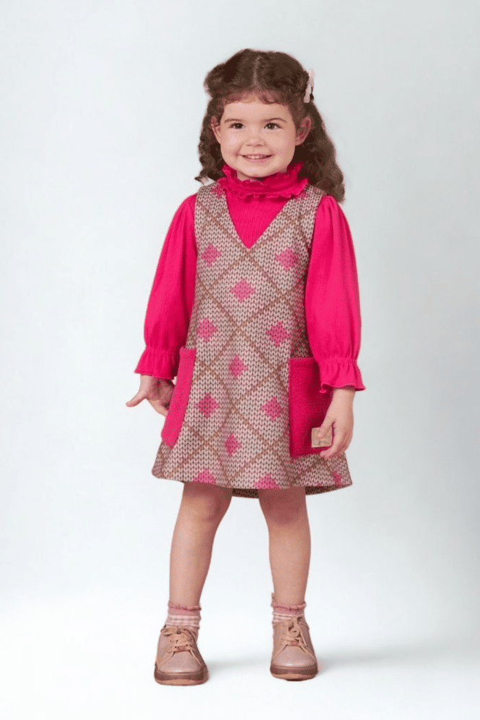 Conjunto vestido sobreposição com blusa de ribana