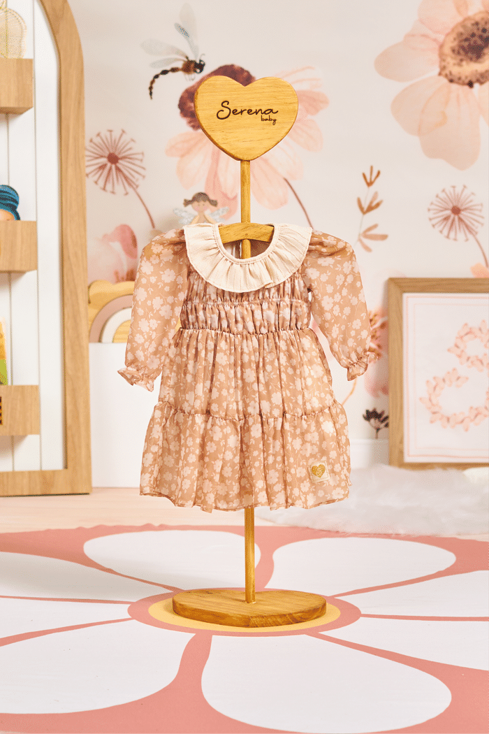 Vestido estampado com gola de malha jacquard