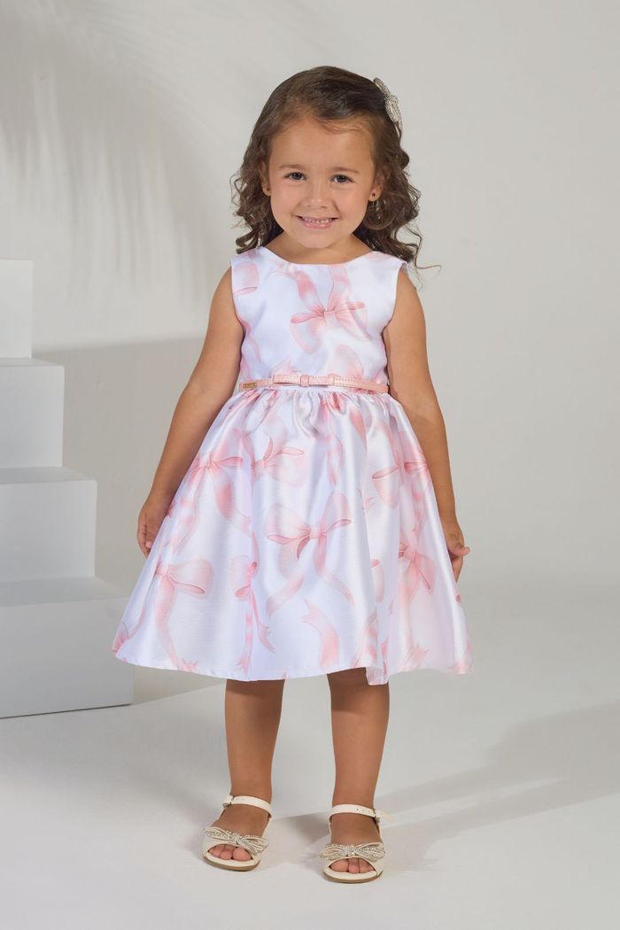 Vestido estampa de laços e cinto