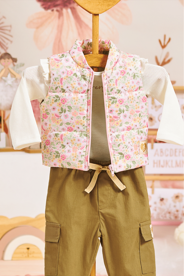 Colete matelado com estampa floral