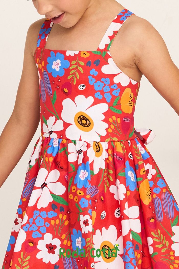 Vestido estampado com amarração nas costas