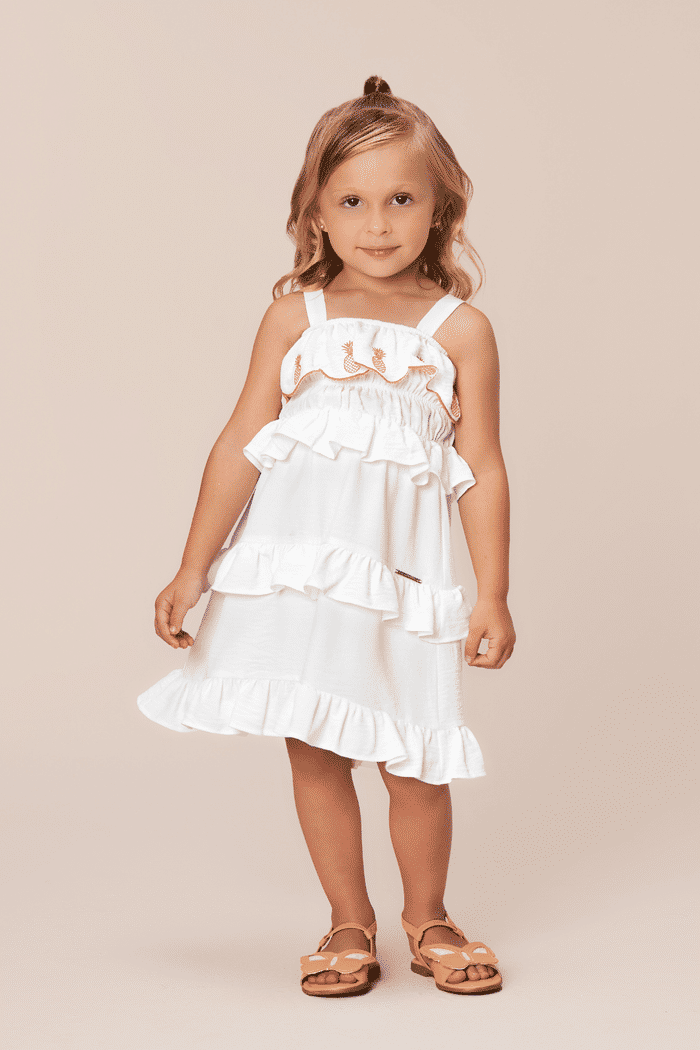 Vestido off-white bordado