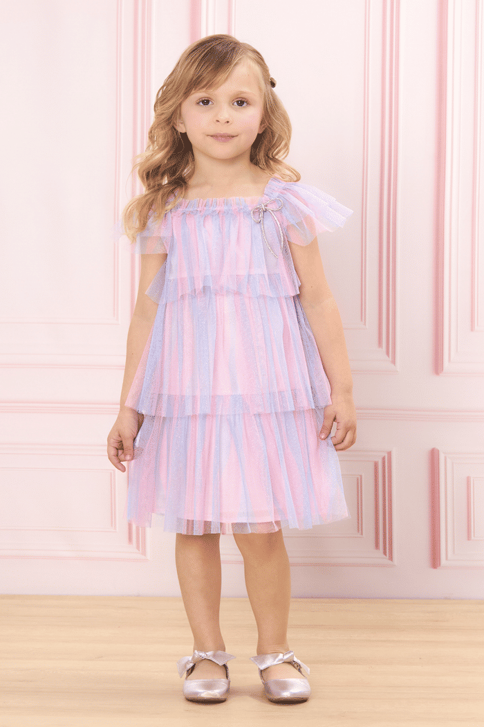 Vestido de tule glitter lilás