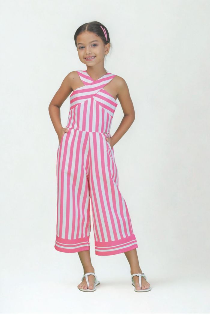 Macacão pantacourt listrado