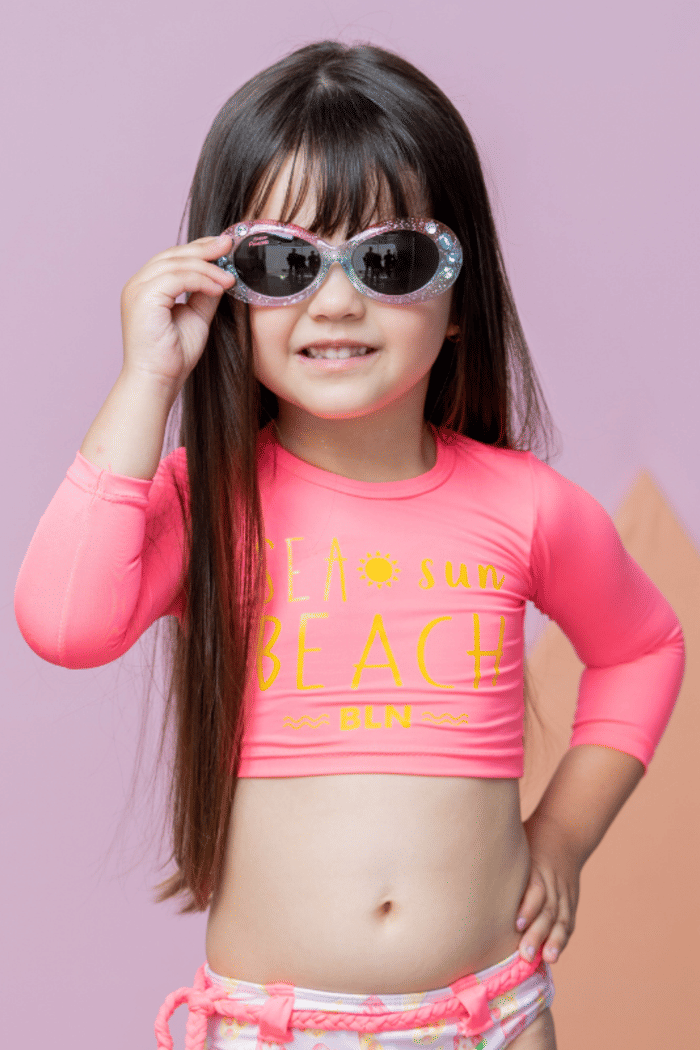 Lycra de banho rosa neon com silk localizado