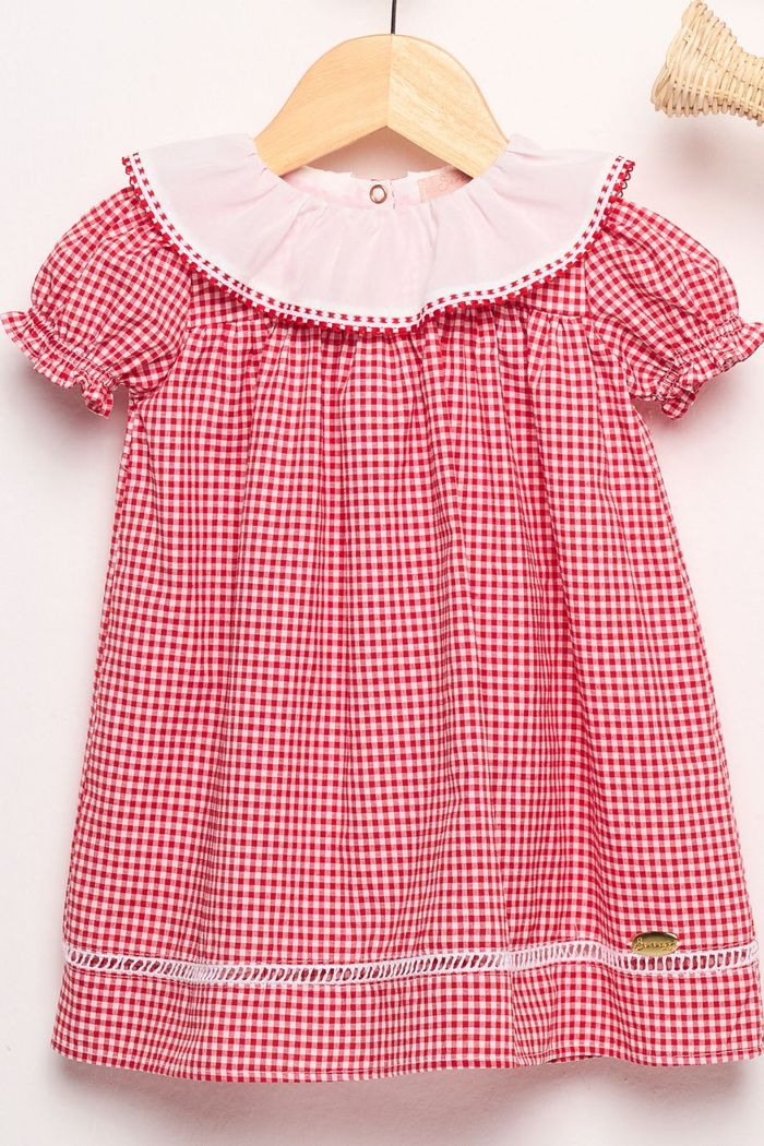 Vestido xadrez com gola