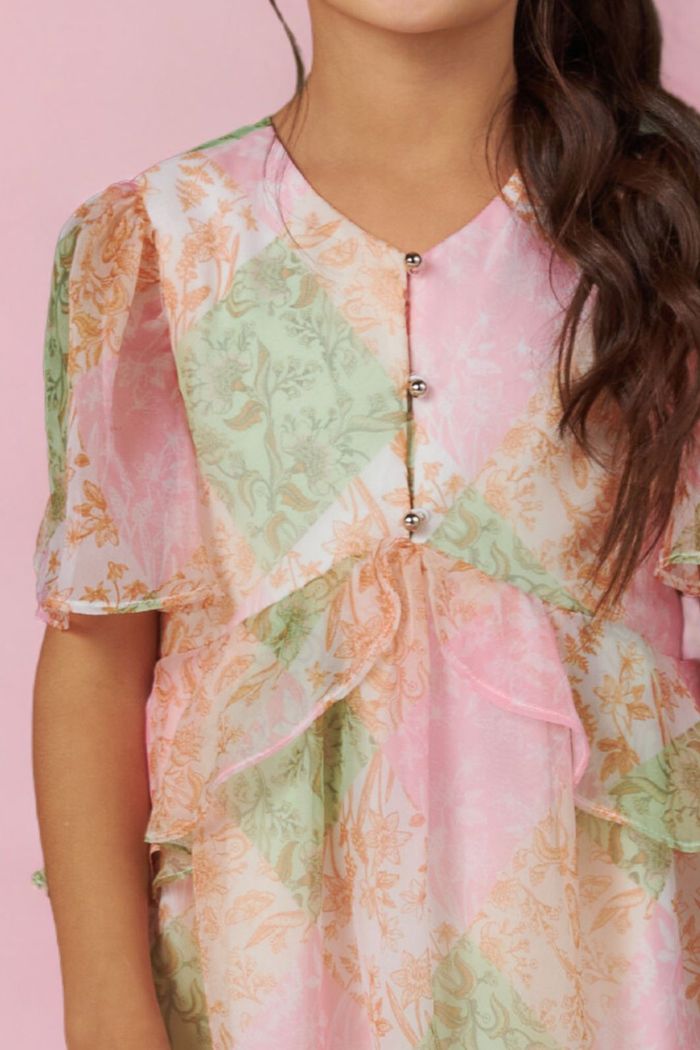 Vestido estampa retrô floral