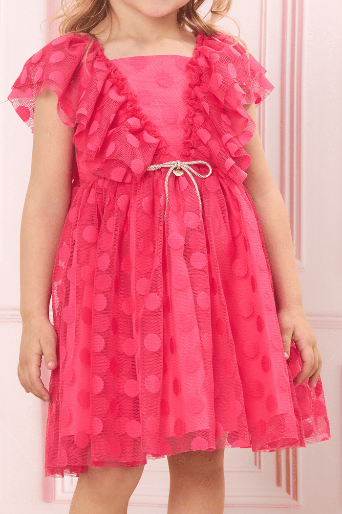 Vestido de tule poá pink