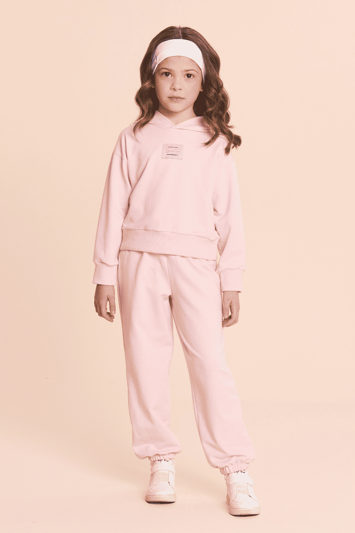 Conjunto de moletinho rosa bebê