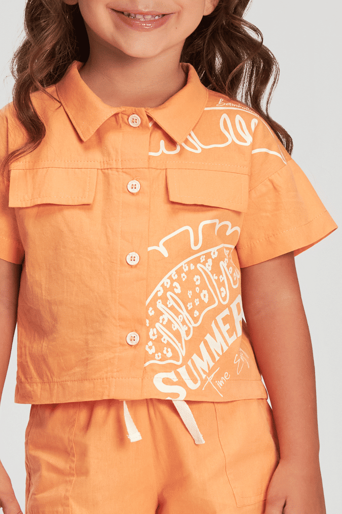 Conjunto camisa com estampa em silk e short