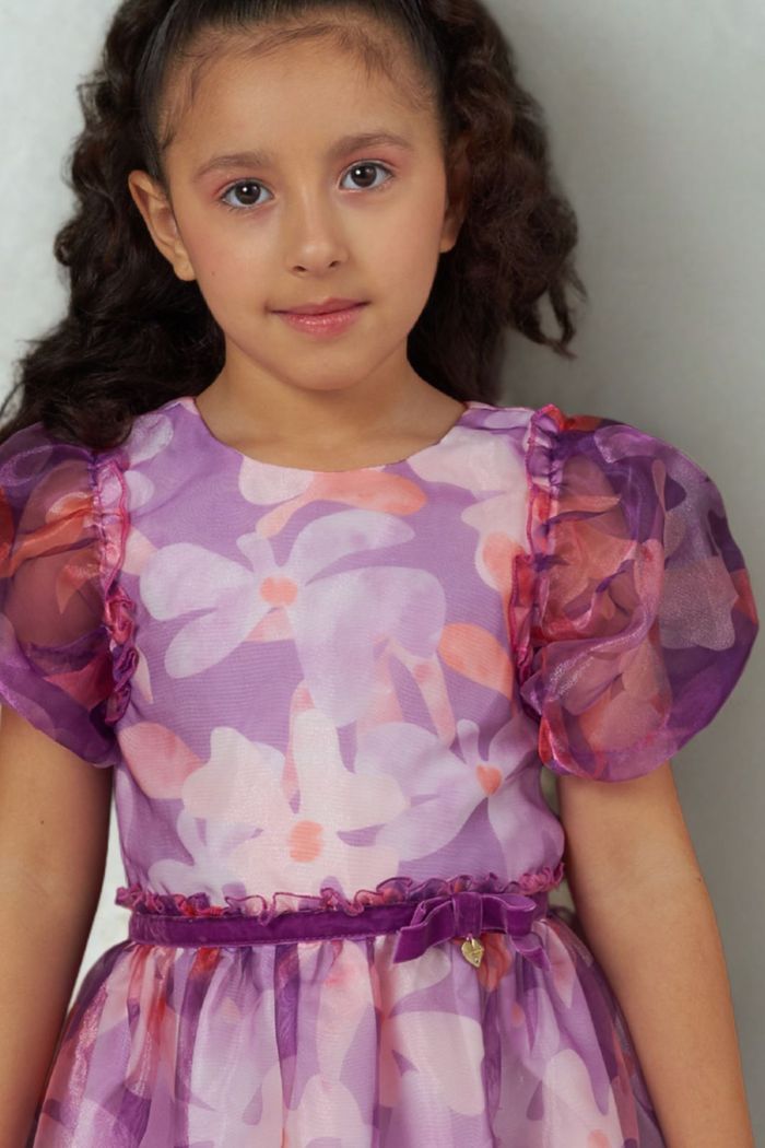 Vestido de organza estampado