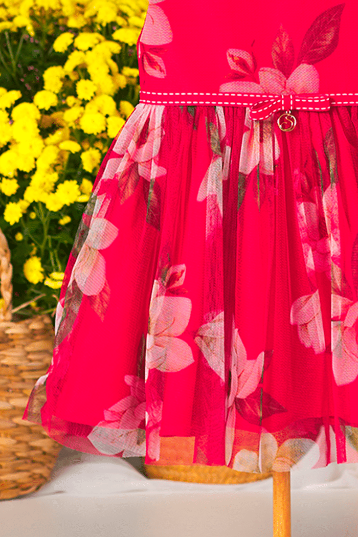 Vestido de tule floral