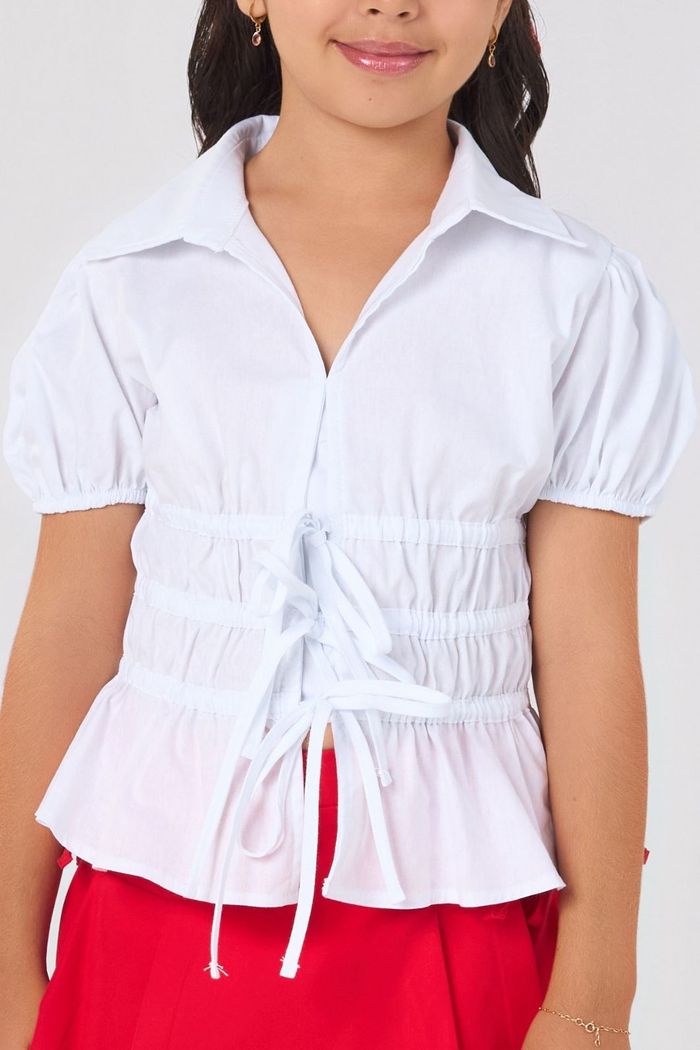 Camisa de tricoline com amarração