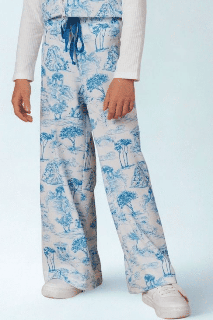 Calça de malha crepe estampada