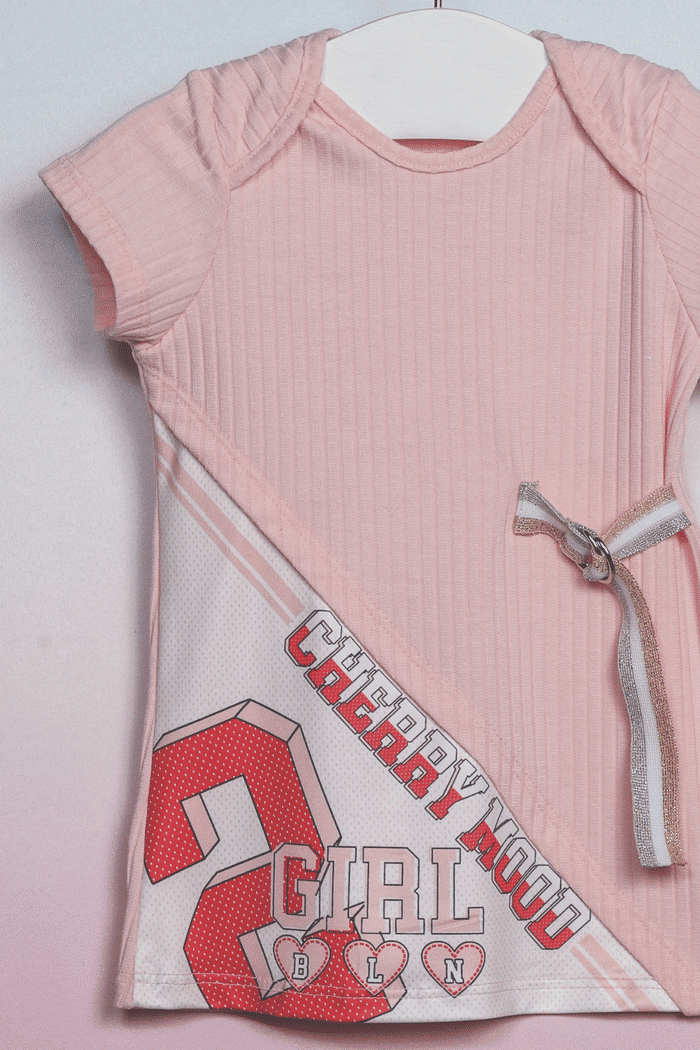 Vestido de ribana canelada estampado