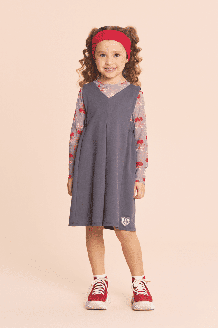 Vestido de moletinho cinza