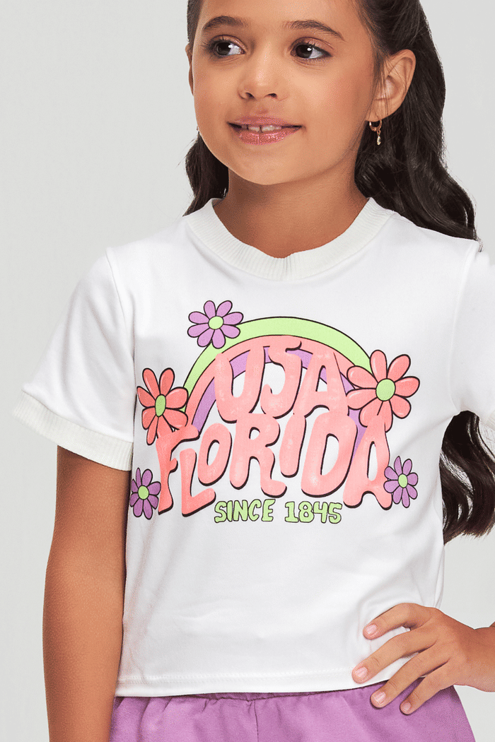 Conjunto blusa de malha e short de moletinho