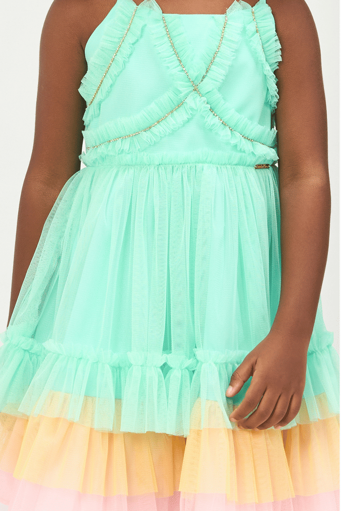 Vestido de Tule com Strass