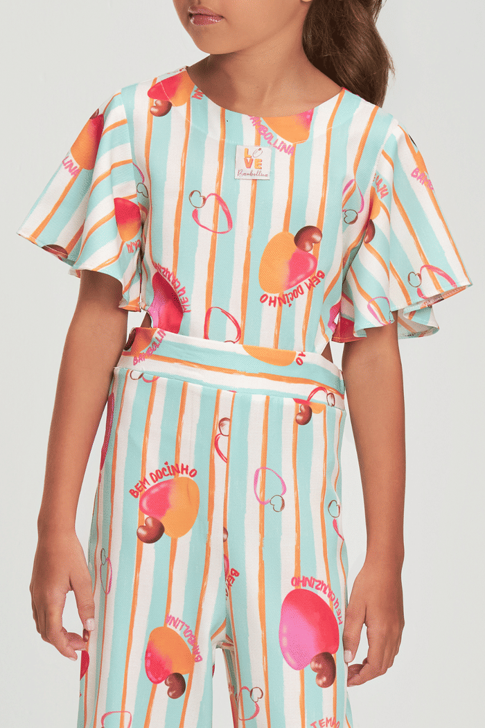 Macacão pantacourt estampado