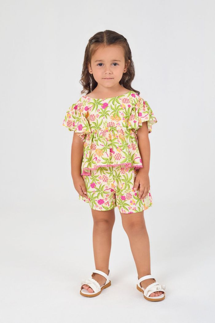 Conjunto com estampa de coqueiros