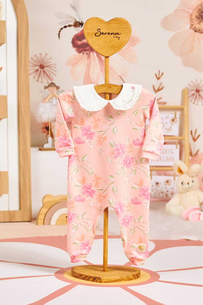 Body com estampa floral e gola bordada