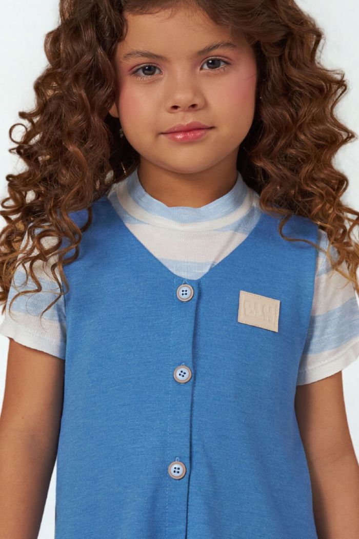 Conjunto blusa de malha e vestido sobreposição