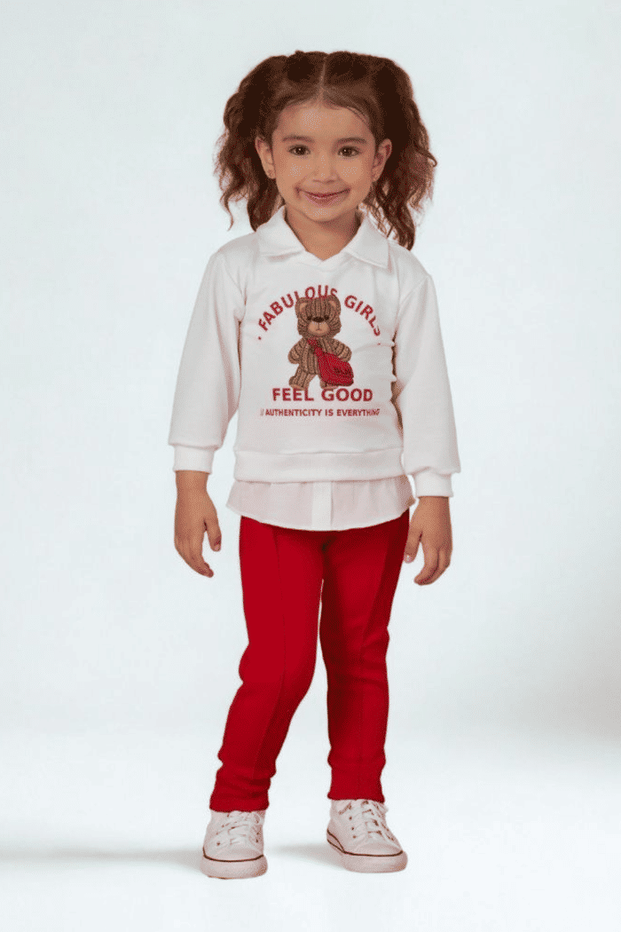 Conjunto de moletom e calça com friso