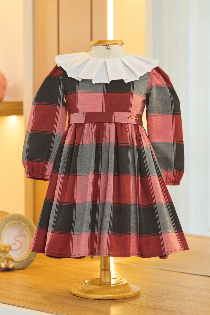 Vestido de sarja xadrez