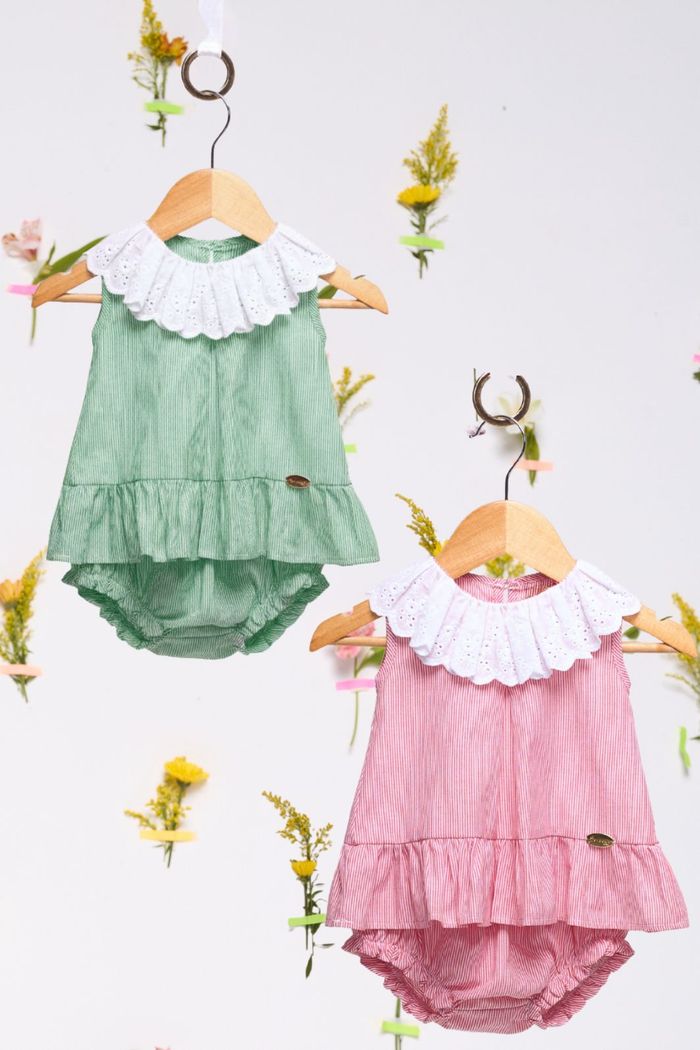 Conjunto bata e calcinha listrados