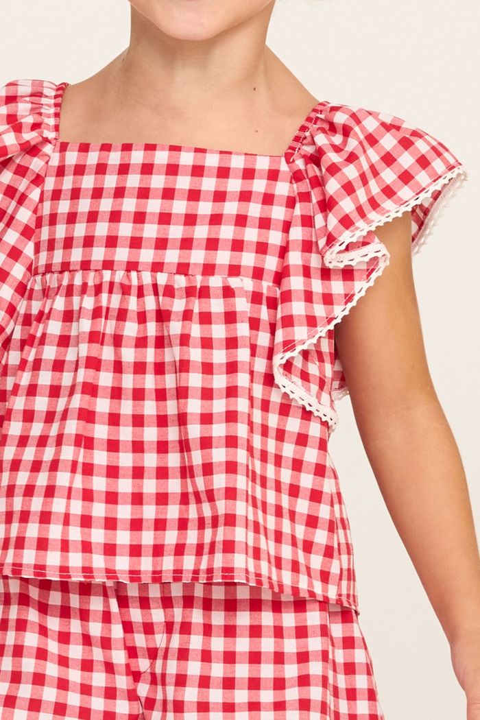 Conjunto blusa e short xadrez