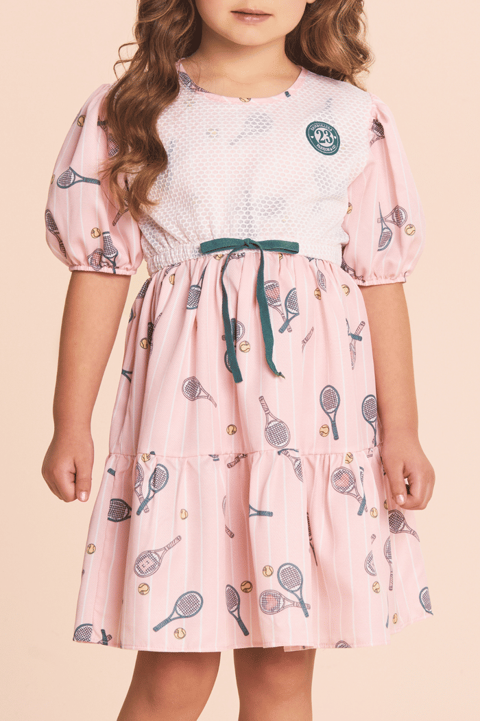 Vestido com estampa e tela