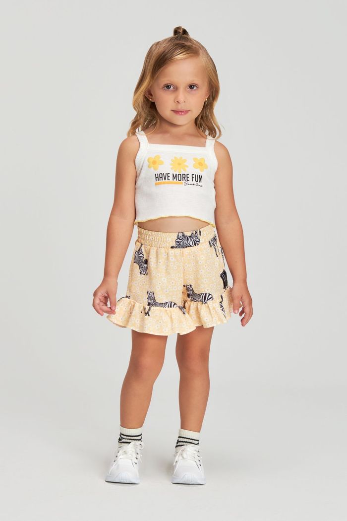Conjunto regata de ribana e short estampa print zebra