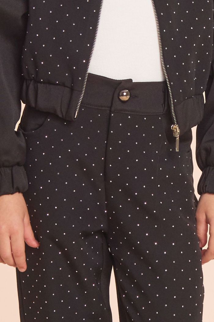 Calça de alfaiataria com strass
