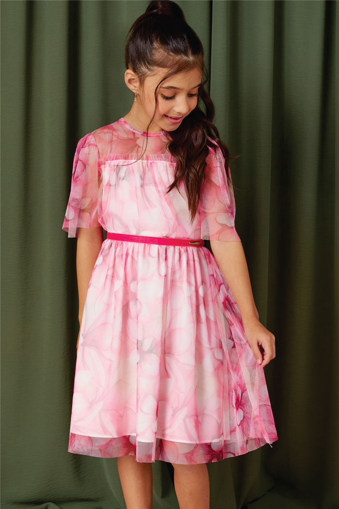 Vestido de tule estampado