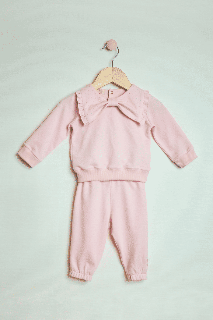 Conjunto de moletinho rosa bebê