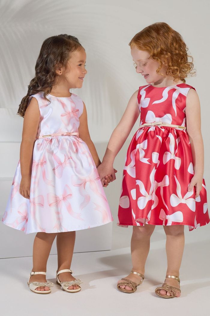 Vestido estampa de laços e cinto