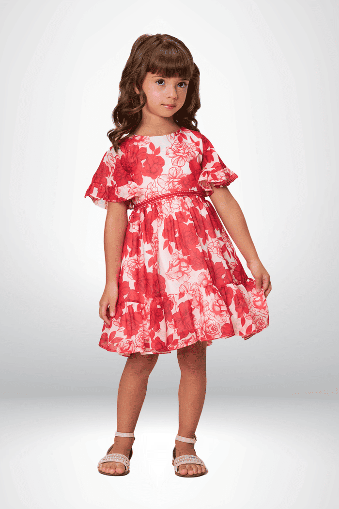 Vestido estampado vermelho