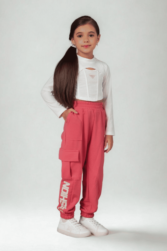 Cropped de malha canelada manga longa