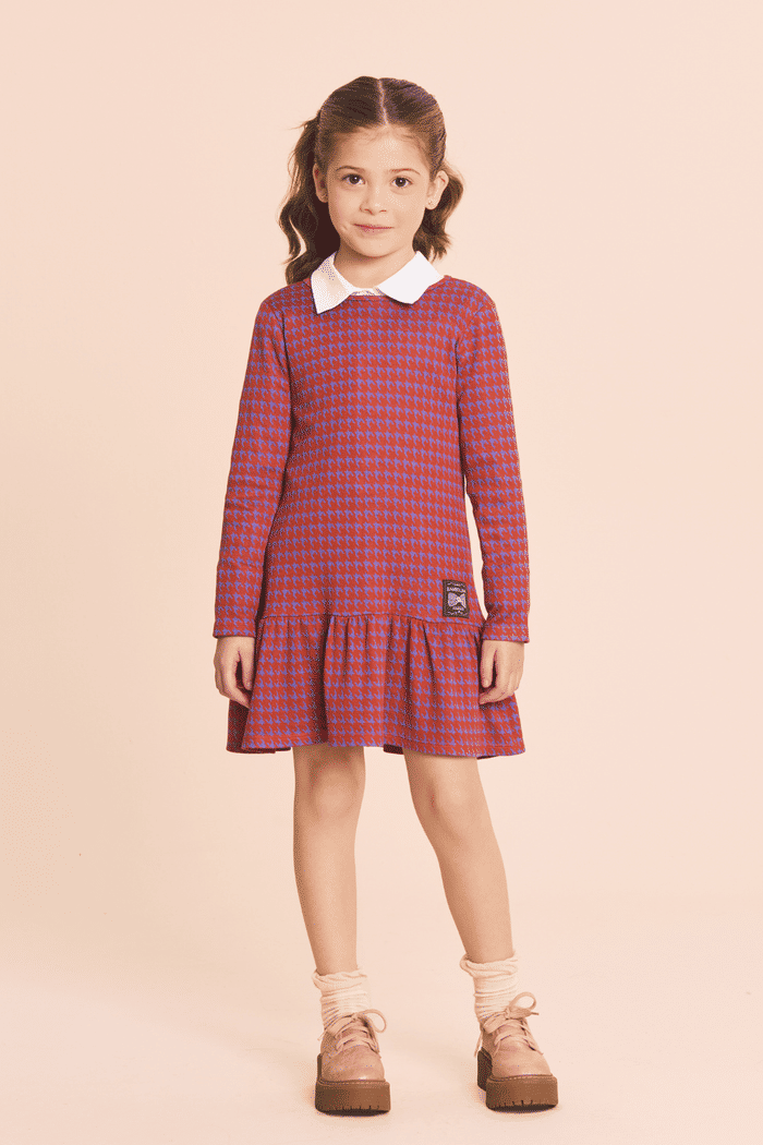 Vestido de malha jacquard ocre