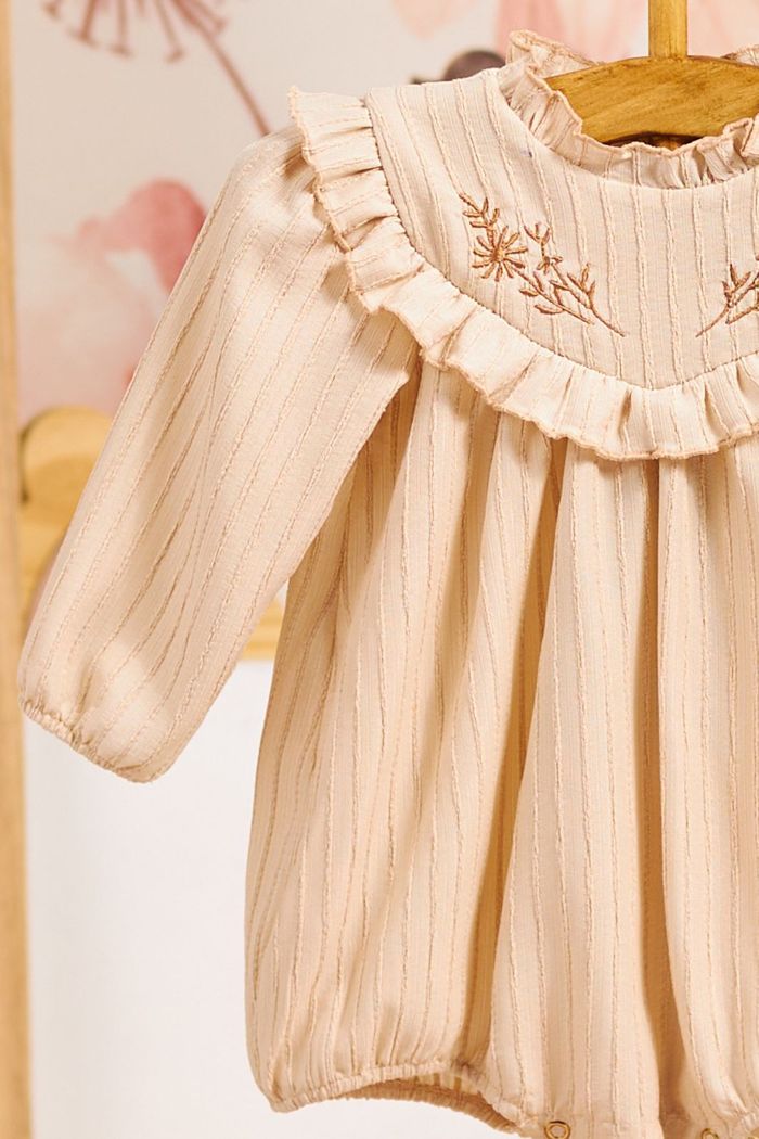 Body de malha jacquard com detalhe de bordado