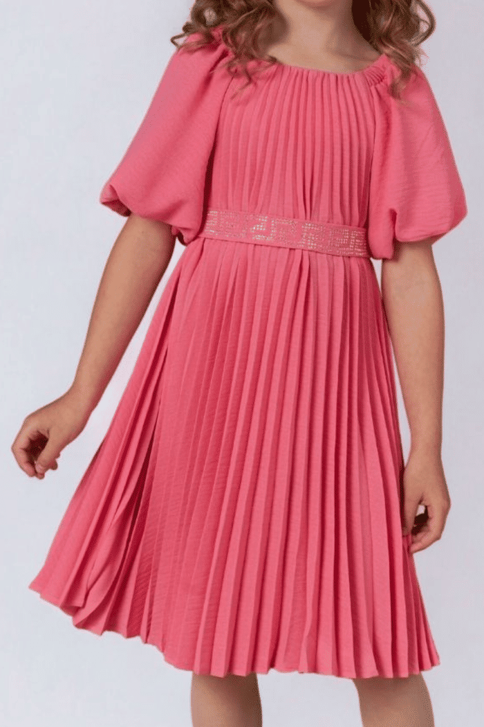 Vestido plissado rosa