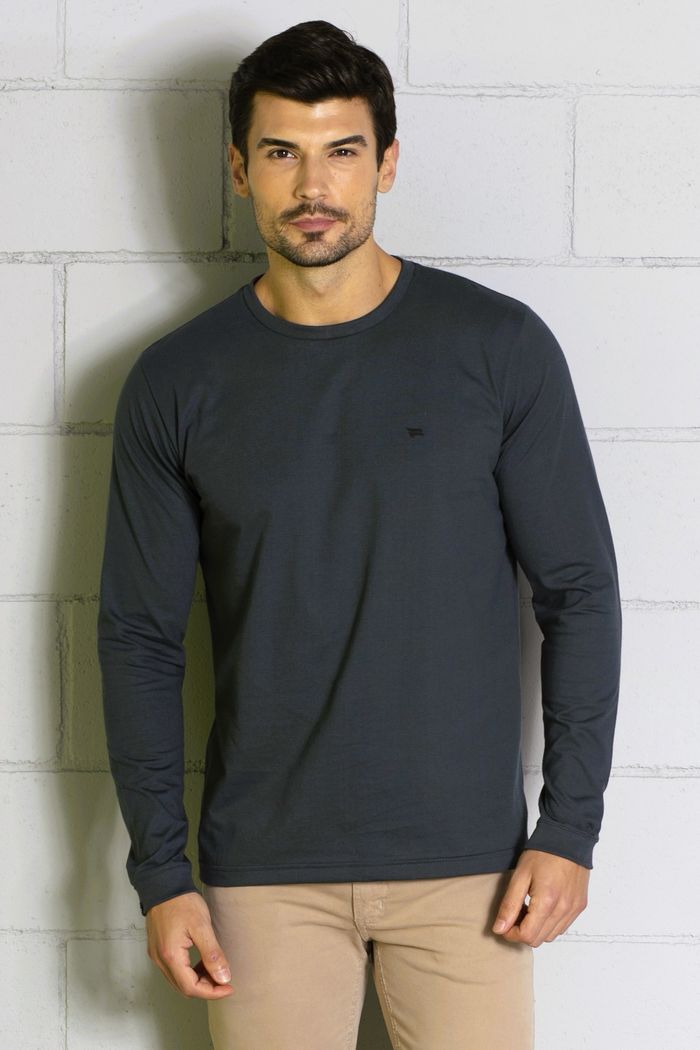 Camiseta Meia Malha Manga Longa Básica