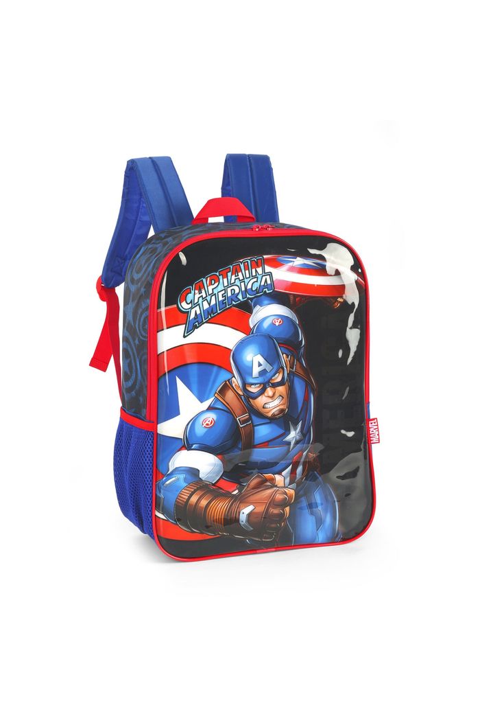 Mochila Escolar Infantil de Ombro Capitão América Azul